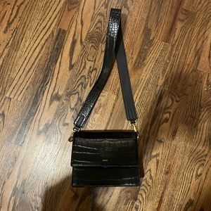 JW Pei faux crocodile black shoulder bag
